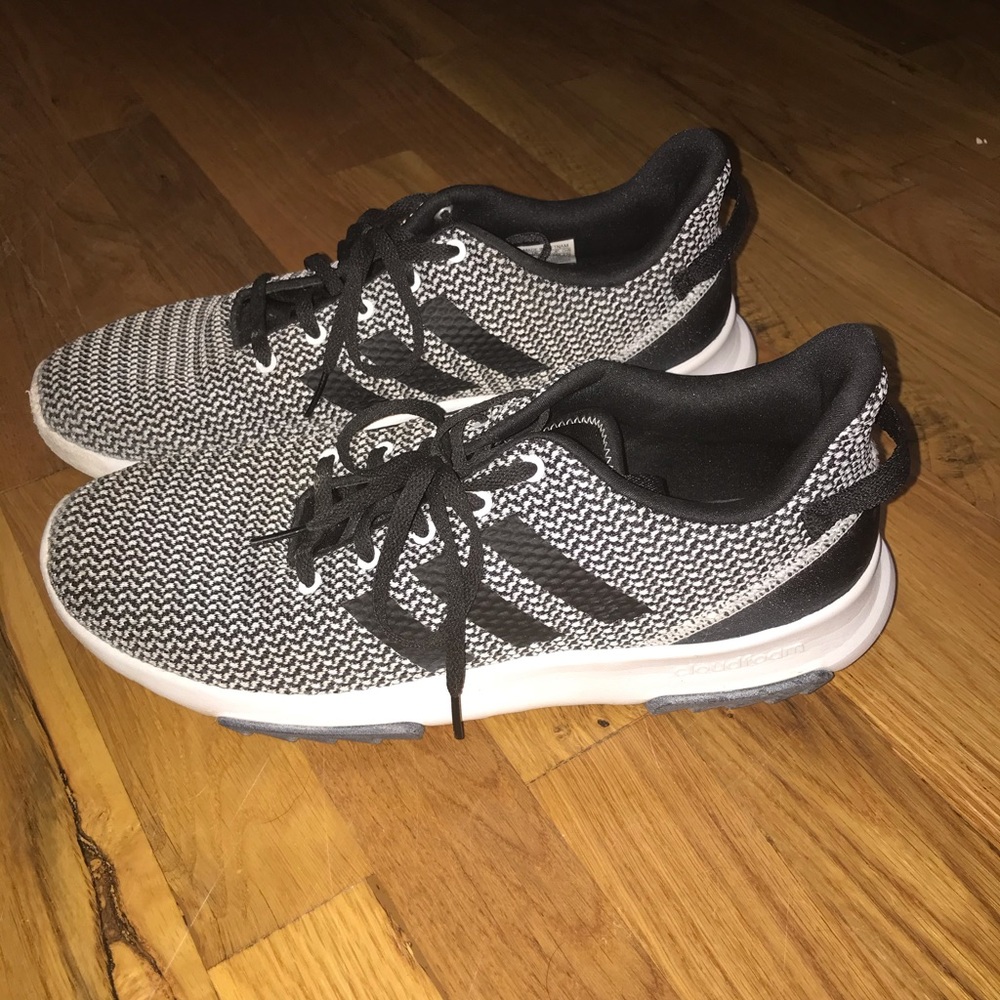 Black and white men’s adidas cloudfoam sneakers